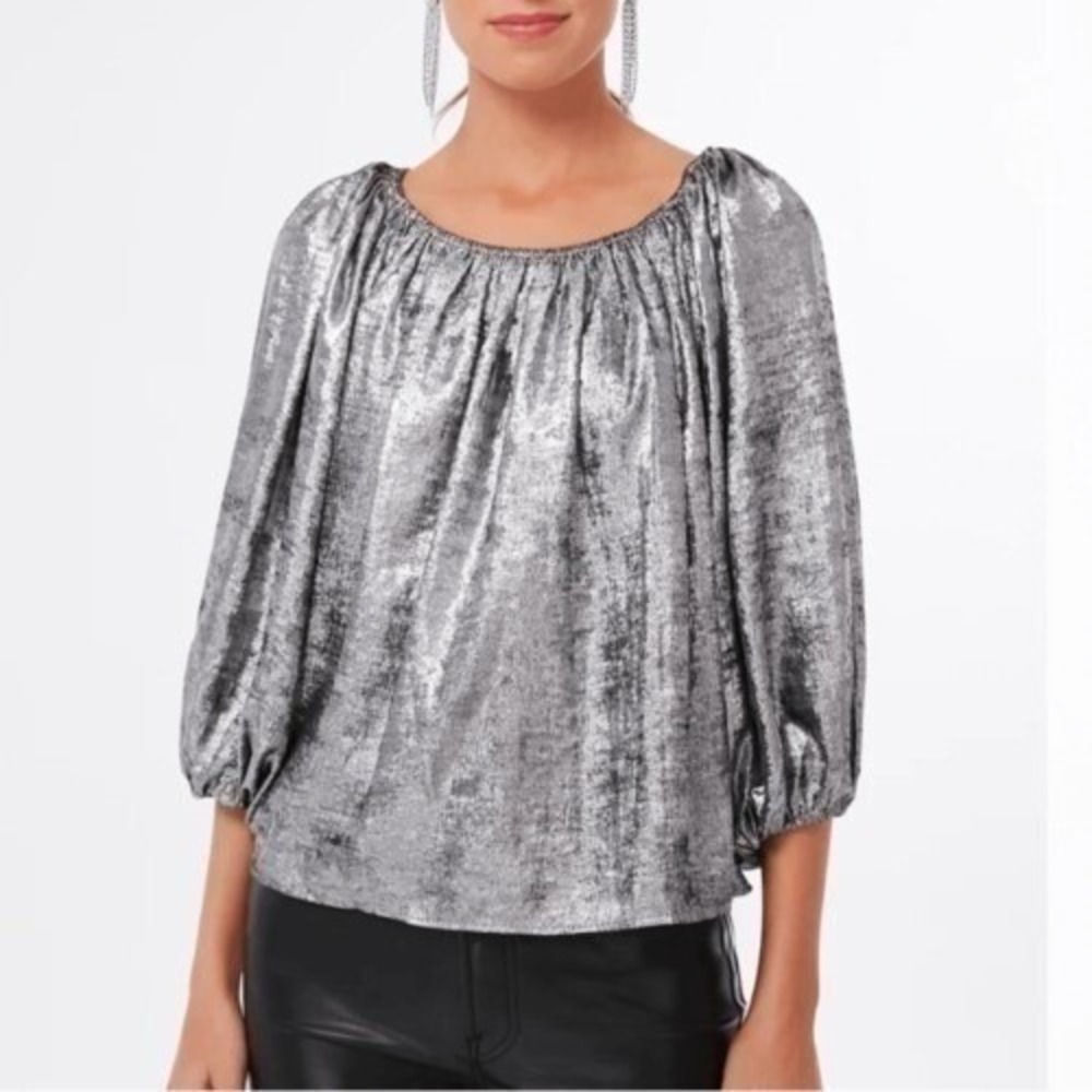 The Great Palmette Top Womens Size 1‎ Metallic Silver Luxury Glam Shimmer Small